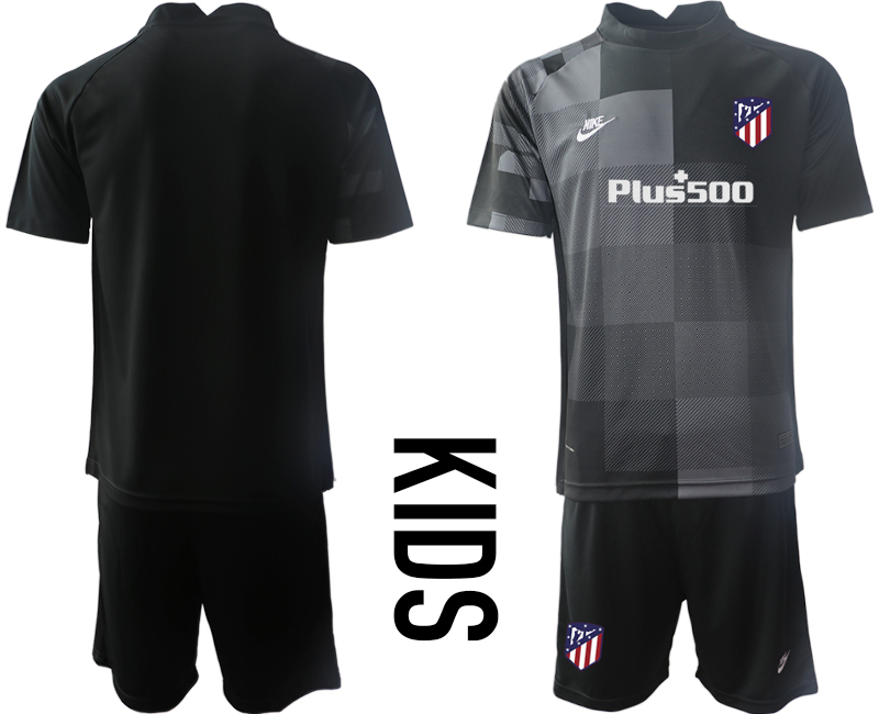 Cheap Youth 2021-2022 Club Atletico Madrid black goalkeeper blank Soccer Jersey